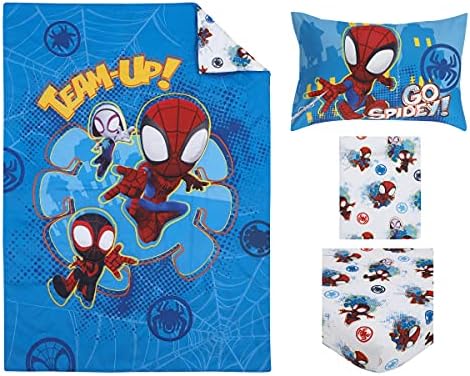 Marvel Spidey Team 4-Piece Toddler Bed Set - Red White Blue