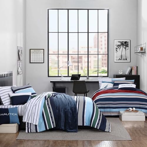 Nautica Full Comforter Set with Matching Sham and Throw Pillows