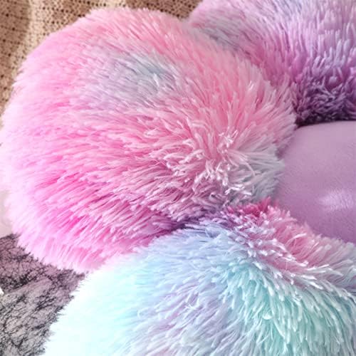 UGEYAO Faux Fur Flower Pillow - Rainbow Purple 197 Inches