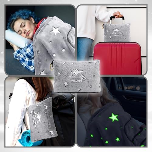 Glow in Dark Travel Blanket for Kids Boys Girls Airplane 40x60 Inches