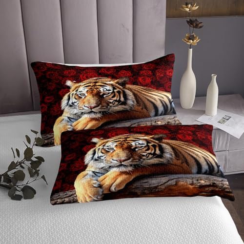 Erosebridal Tiger Bedspread Queen 90x90 with 2 Pillow Cases