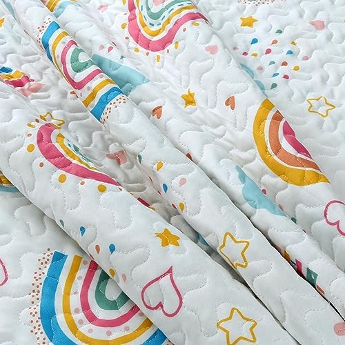 MarCielo Kids Rainbow Quilt Set Throw Blanket