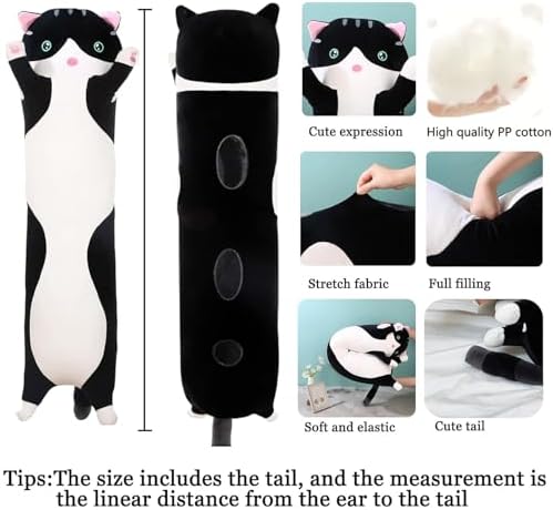 Somao Long Cat Plush Pillow - Soft Hugging Pillow for Kids and Adults