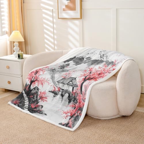 Erosebridal Japanese Ukiyo Throw Blanket - 50x60 Inches