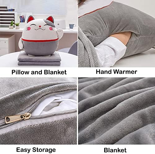 Cute Dinosaur Travel Pillow with Flannel Blanket