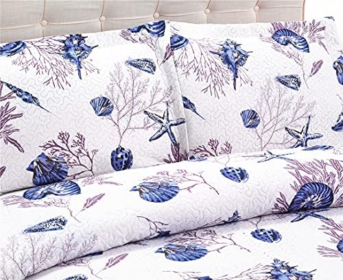 Smuge 3-Piece Coastal Sea Life Quilt Set King Size