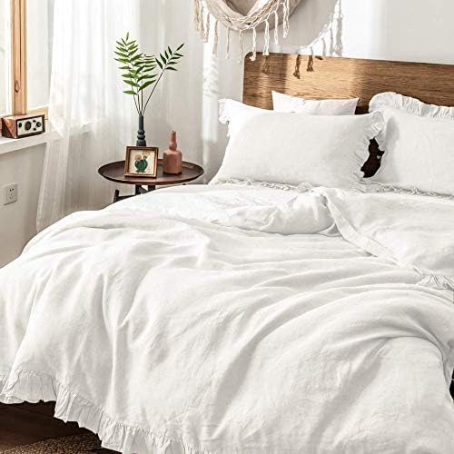 SimpleOpulence Linen Duvet Cover Set with Ruffles
