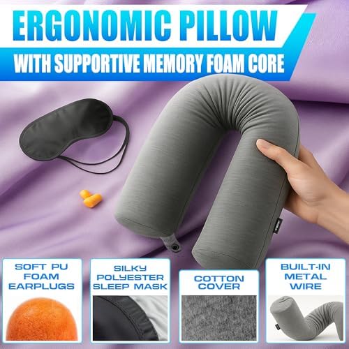 Point2Points Memory Foam Travel Pillow for Airplanes