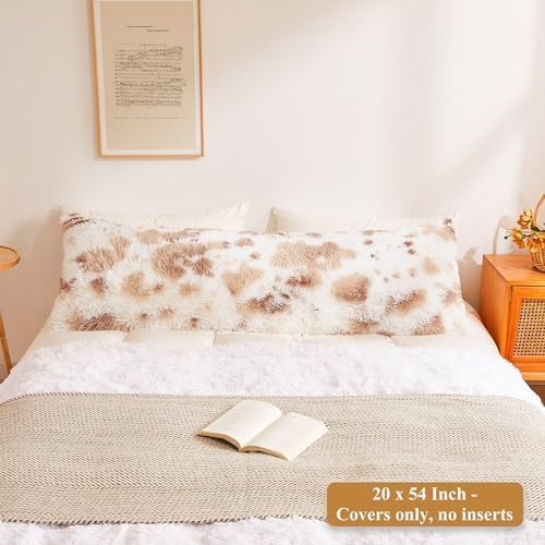 XeGe 20x54 Cow Print Faux Fur Body Pillow Cover