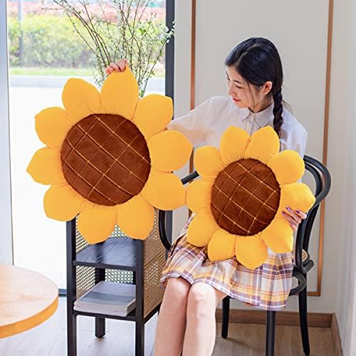 LEVINIS Yellow Sunflower Reversible Throw Pillow