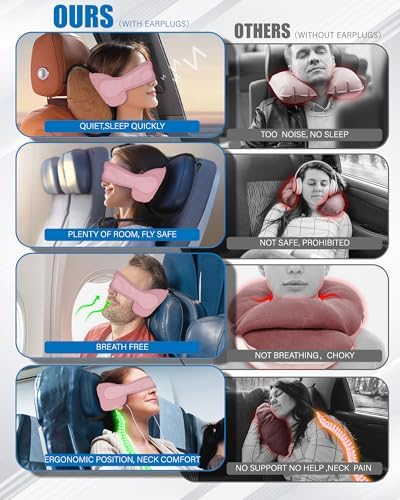 Neck Travel Pillow with Earplugs 2Pack Kids Adults