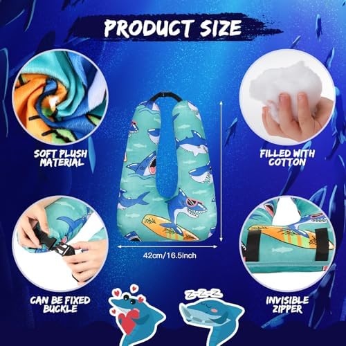 Cinnvoice 28x18 Inch Shark Style Travel Pillow for Kids and Adults