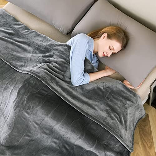 BESTCHIC Queen Electric Heated Blanket 84x90 4 Heat Levels Auto-Off Grey