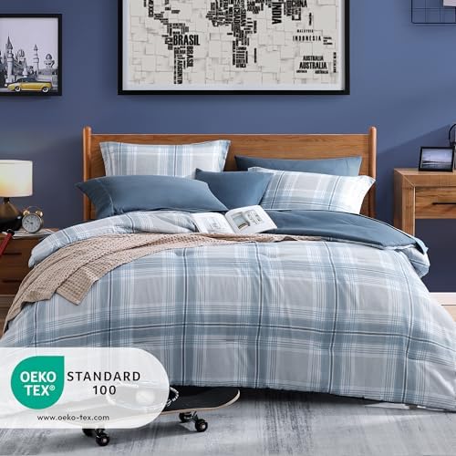Twin XL Plaid Comforter Set for Kids