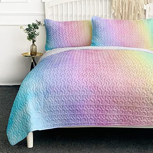 BlessLiving Abstract Tie Dye Quilt Set 3 Piece King Size
