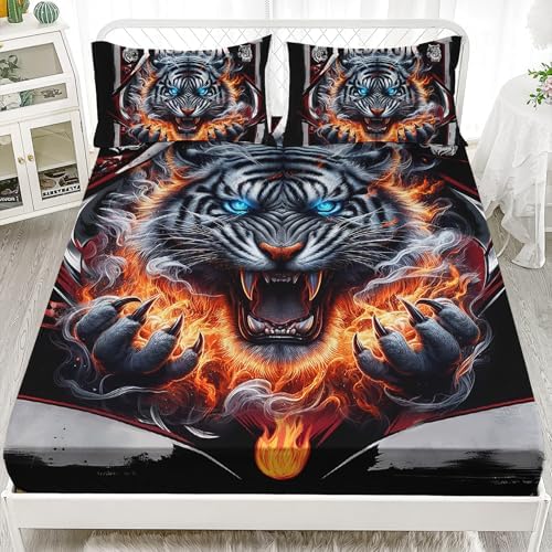 AILONEN Boys Tiger Fitted Sheet Set Twin XL 3-Piece