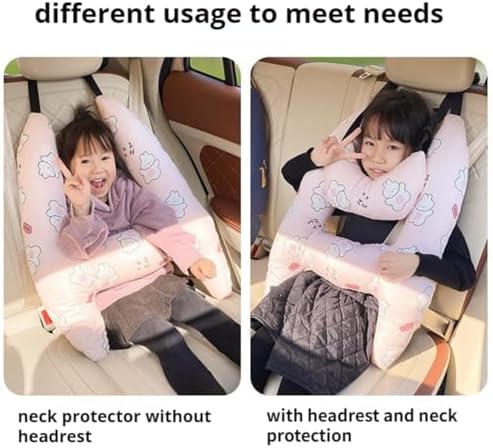 Kids Cute Cartoon Travel Pillow with Head Support Pink Rabbit