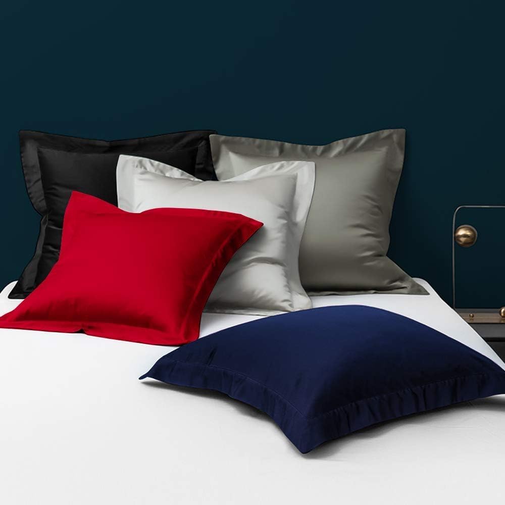 Prashi Euro Pillow Shams Pack of 2 600 Thread Count Egyptian Cotton Black