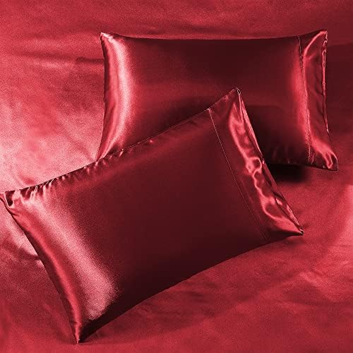 Pure Bedding Satin Sheets Queen 4-Piece Burgundy