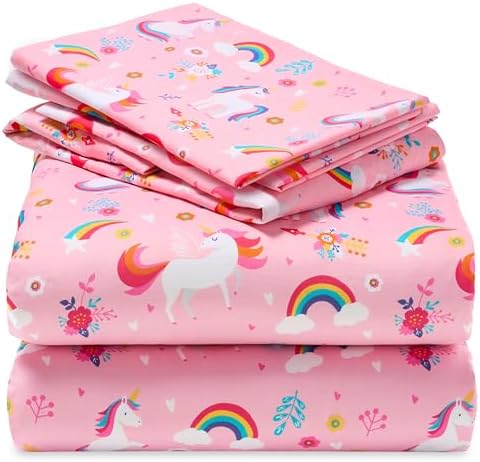 Joiedomi Kids Full Sheet Set Unicorn 4 Piece