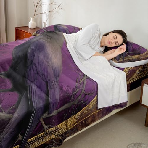 Castle Fairy Gold Purple Crow Halloween Sheet Set Twin Size
