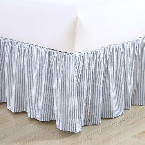Laura Ashley Home Twin Bedskirt Ticking Stripe Blue