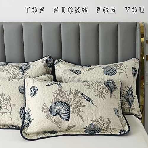Brandream Queen Size Blue Ocean Quilt Set 3-Piece