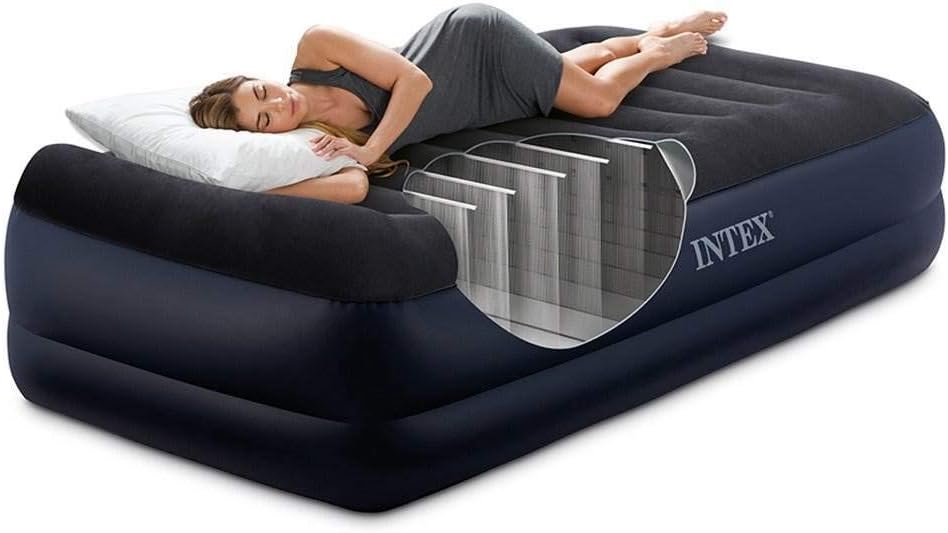 Intex Dura-Beam Twin Pillow Rest Airbed with Built-In Pump