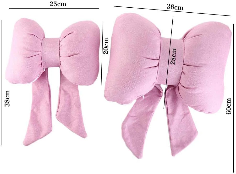 Linen Bow Car Headrest Pillow for Adults and Kids Black