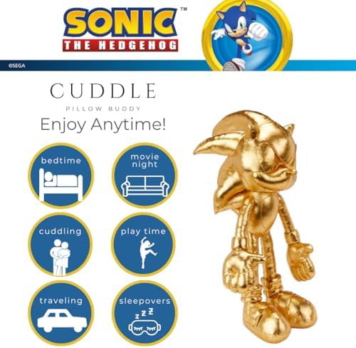 Franco Kids Bedding Plush Sonic The Hedgehog 24K Gold Cuddle Pillow
