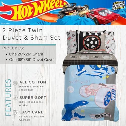 Franco Hot Wheels Kids Duvet Cover Set 2 Piece Twin