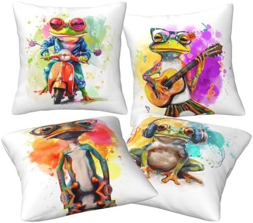 Colorful Frog Pillow Covers Set of 4