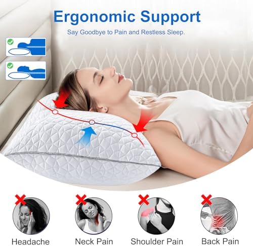 Seyfote Cooling Pillows Set of 2 Shredded Memory Foam 20 x 26