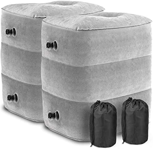 Eschen Inflatable Travel Foot Rest Pillow 2PK Grey