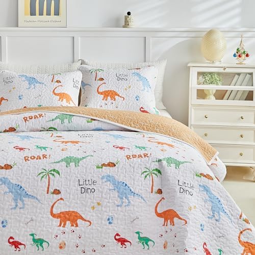 Joyreap 3-Piece Cotton Quilt Set with Dinosaurs Design