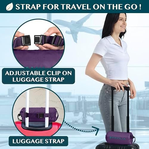 PAVILIA Travel Blanket with Bag - 65x40 Purple