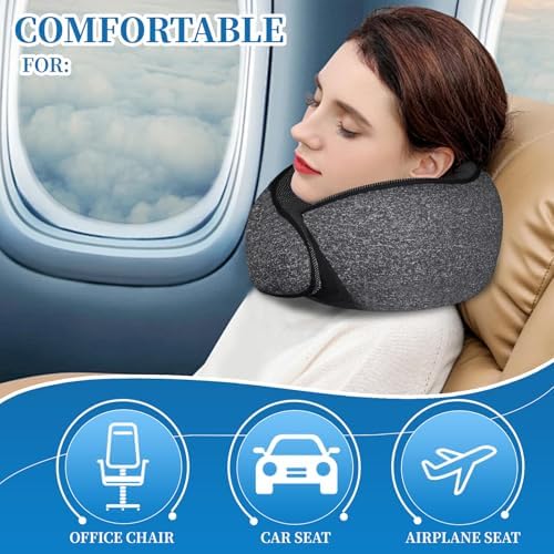 Memory Foam Travel Pillow for Airplane Lightweight and Stowable Dark Grey