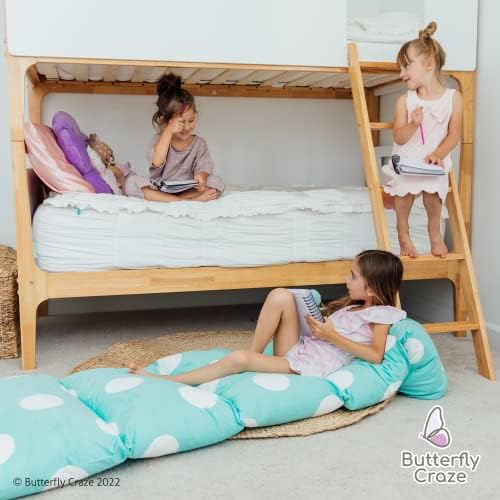 Butterfly Craze Floor Pillow Case - Polka Aqua King Size