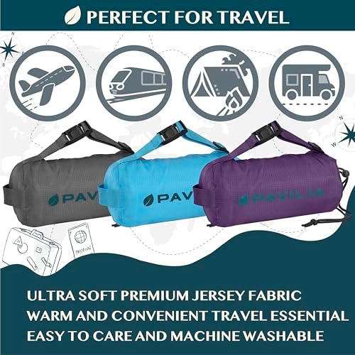 PAVILIA Travel Blanket with Bag - 65x40 Purple