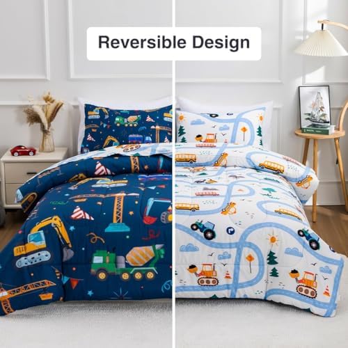 Holawakaka Cartoon Truck Comforter Set Twin Size
