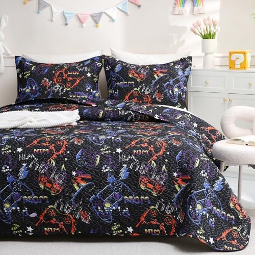 JSD Black Gaming Kids Quilt Set FullQueen 1