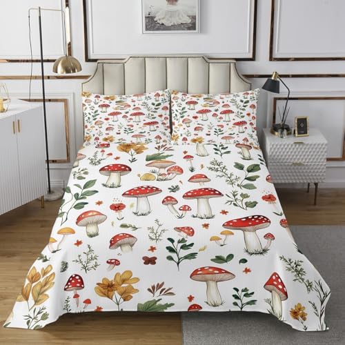 Feelyou Wild Mushroom Bedspread Set for Kids Adults - King Size