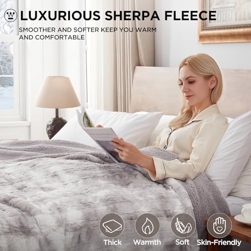Westinghouse Electric Blanket Queen with Faux Fur and 10 Heat Levels