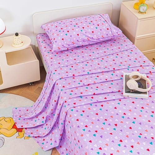 Viviland 3-Piece Girls Purple Twin Sheet Set