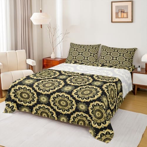 Jejeloiu Paisley Queen Sheet Set 4Pcs Microfiber