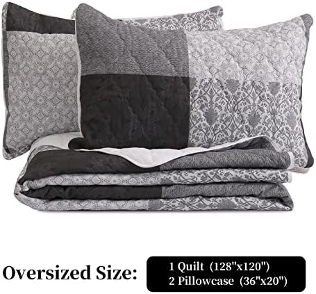 BALAPET Oversized King Bedspread Set with Plaid Patchwork