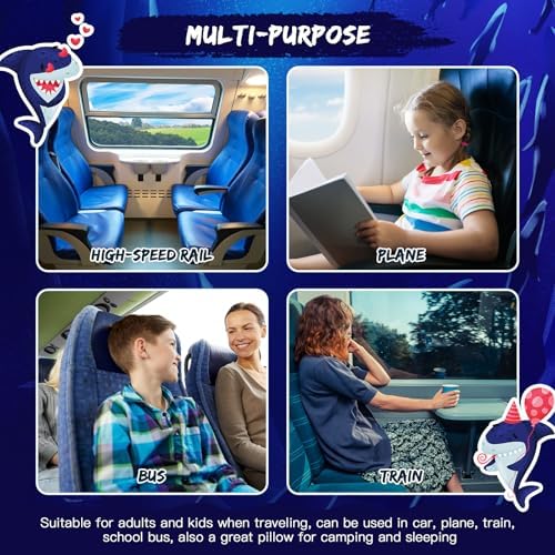 Cinnvoice 28x18 Inch Shark Style Travel Pillow for Kids and Adults