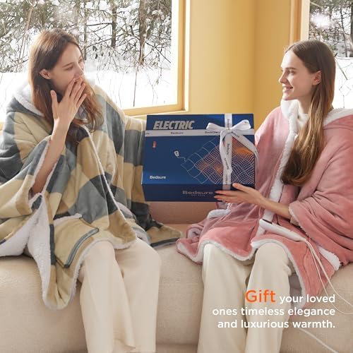 Bedsure Heated Shawl Hoodie - Pink 55x64 Inches