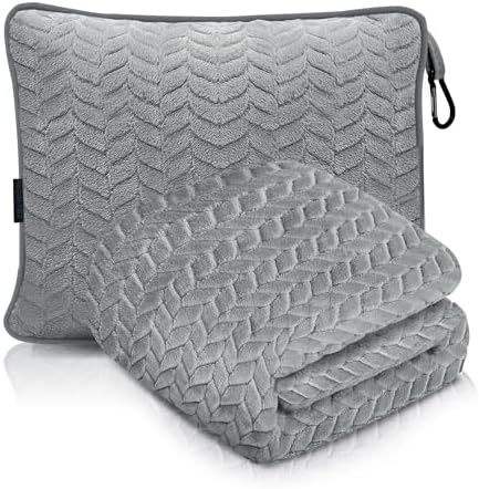 Proglobe Travel Blanket and Pillow - Ultra Soft Fleece for Airplane Car Camping