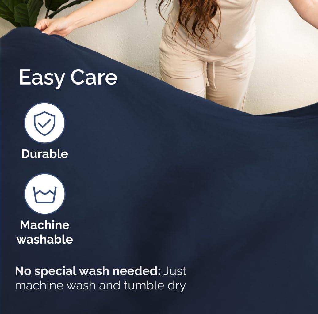 CGK Unlimited Wrap Around Dust Ruffle Bed Skirt Set - Navy Blue